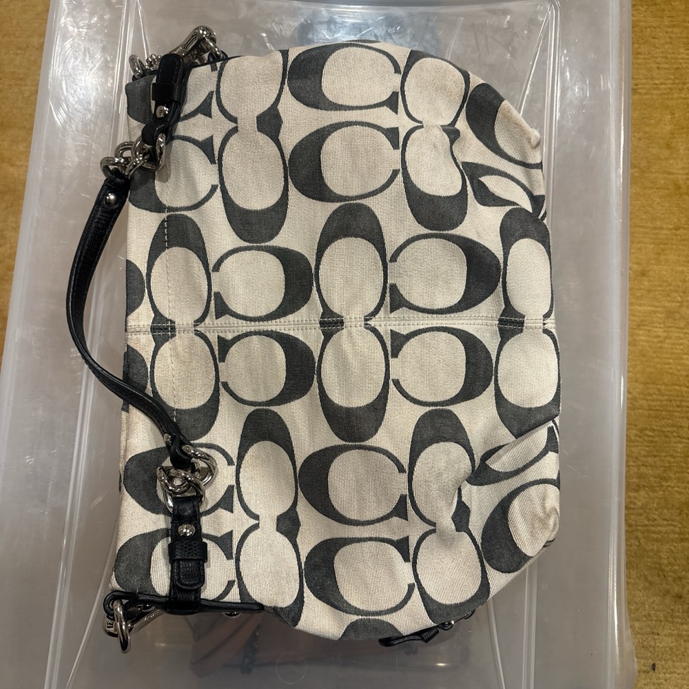 Coach Monogram Black and Cream Shoulder Bag